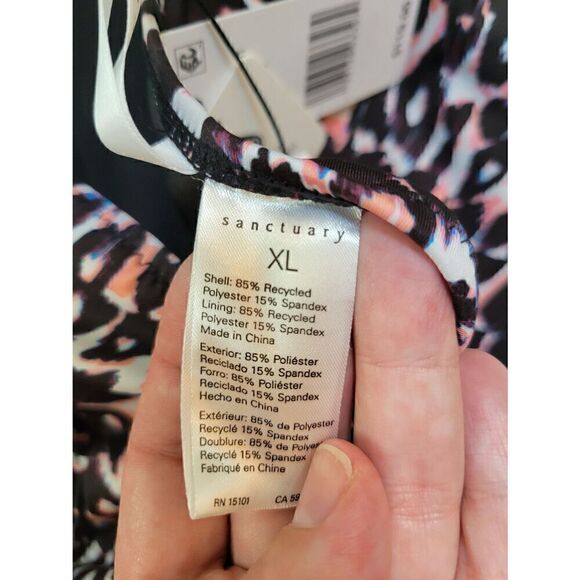 Sanctuary Swim Sz XL Square Neckline High Leg Leopard One Piece Swimsuit New - Picture 8 of 9